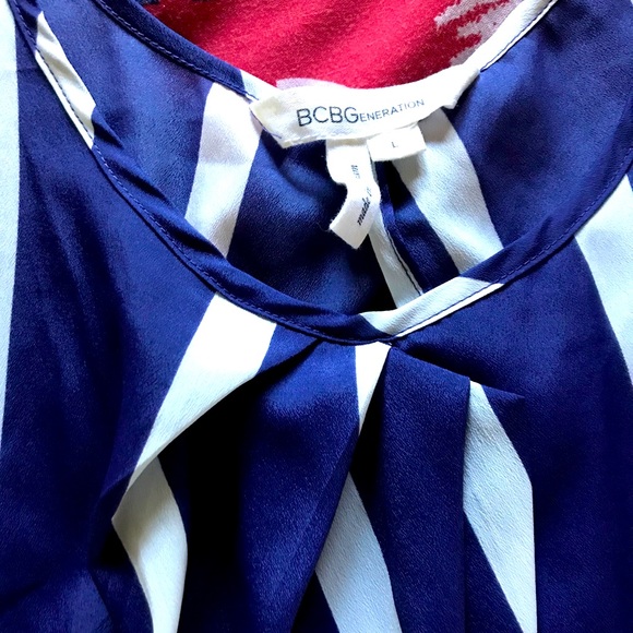 BCBGeneration striped  Polyester split-back tank L - Picture 9 of 10